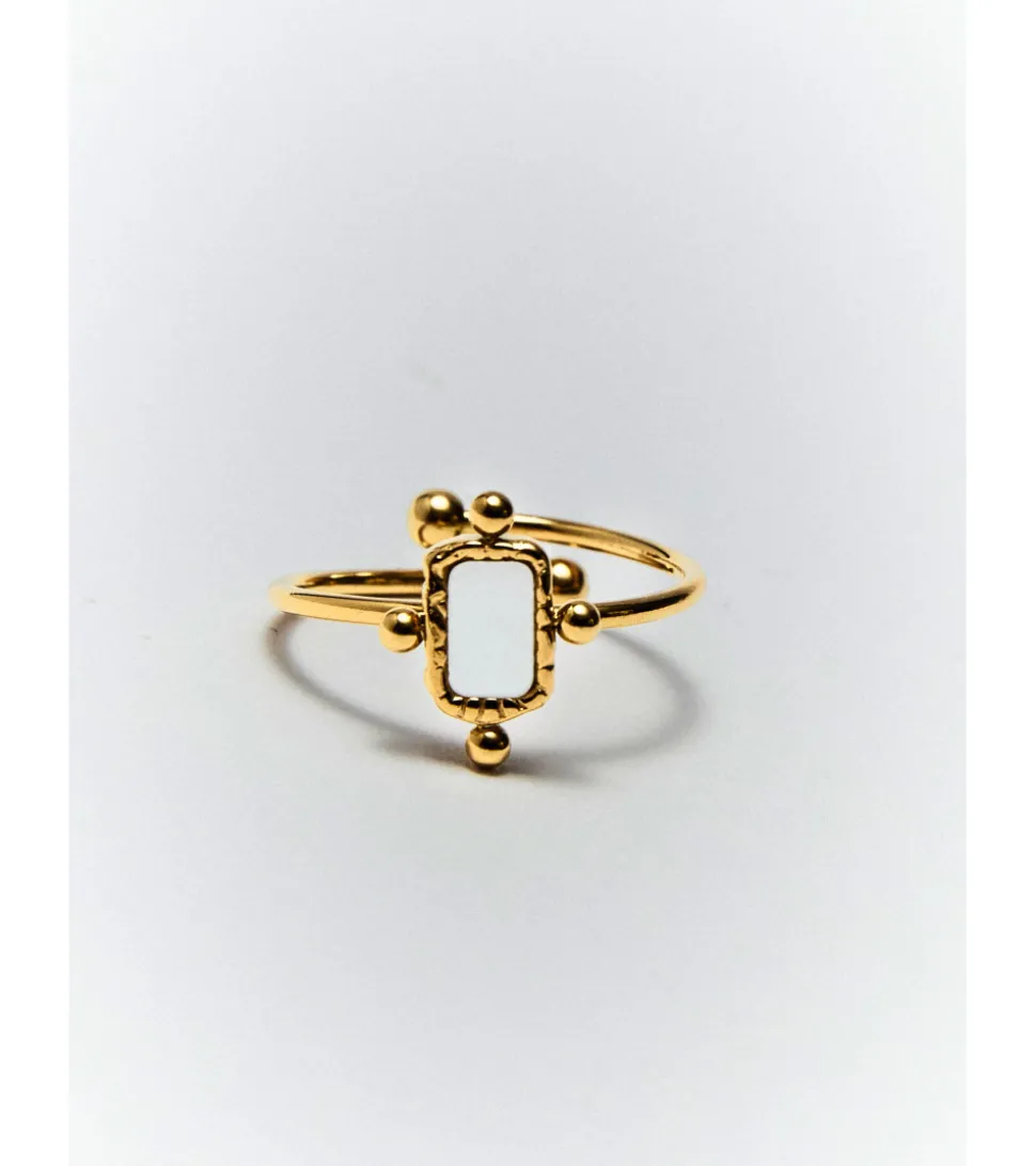 ANILLO EFECTO PIEDRA CUADRADA