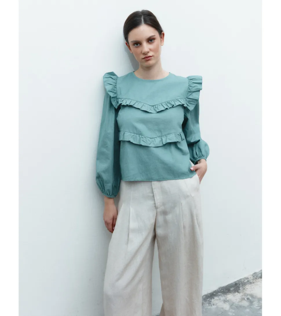 BLUSA ALGODÓN VOLANTES