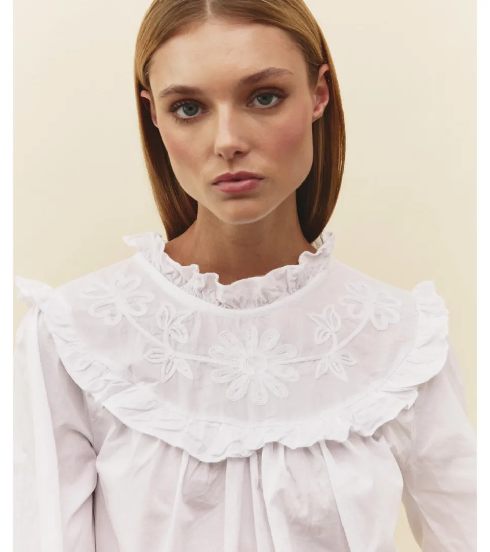 BLUSA ALGODÓN BORDADO FLORES