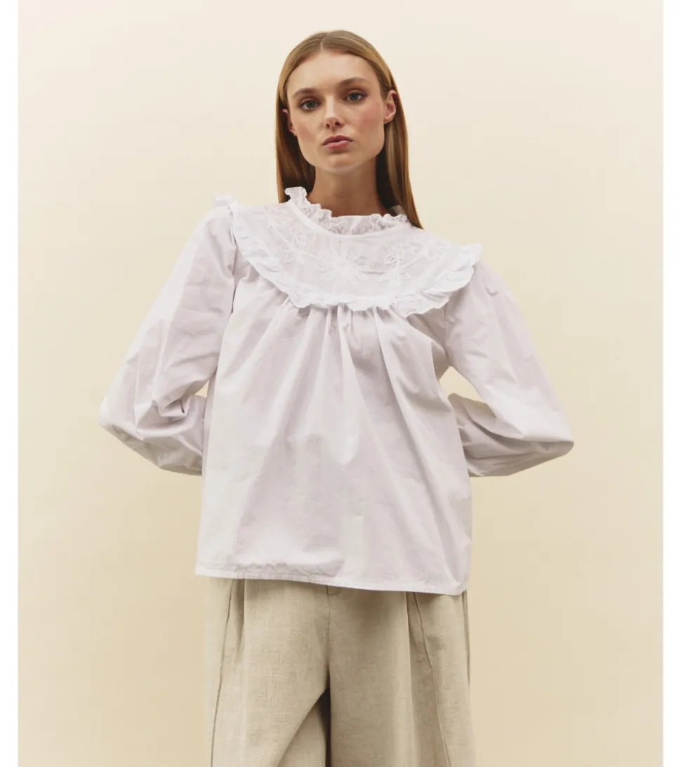BLUSA ALGODÓN BORDADO FLORES