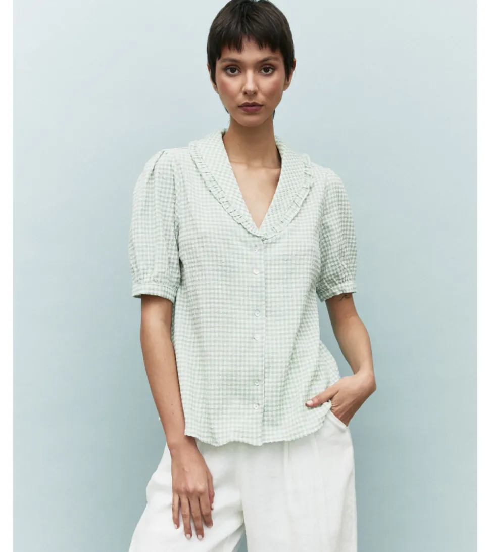 BLUSA CUADRO VICHY MANGA CORTA