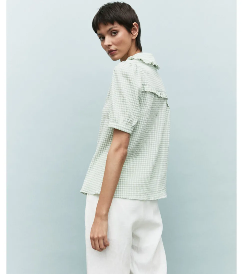 BLUSA CUADRO VICHY MANGA CORTA