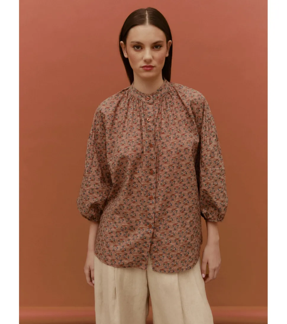 BLUSA CUELLO MAO ESTAMPADA
