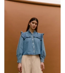 BLUSA DENIM VOLANTES