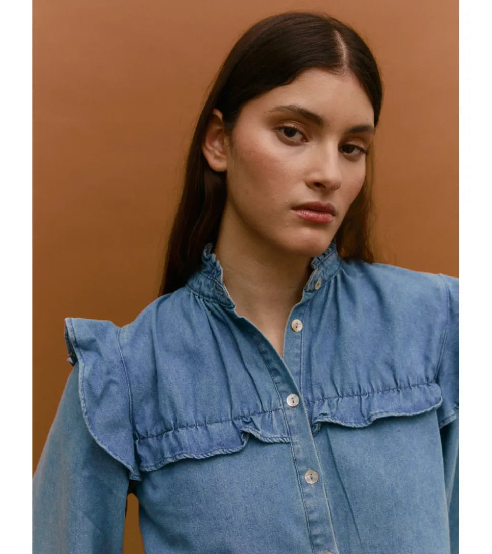 BLUSA DENIM VOLANTES