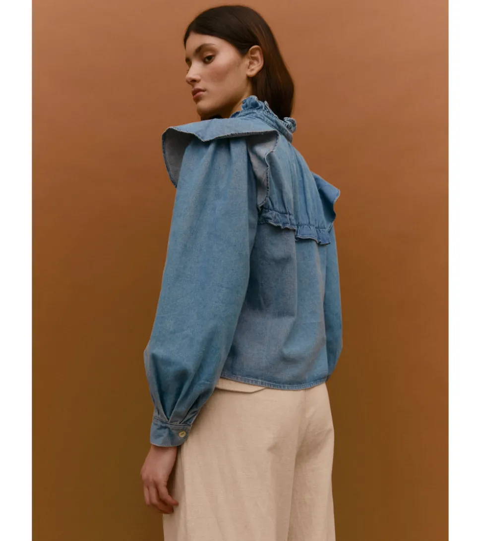 BLUSA DENIM VOLANTES
