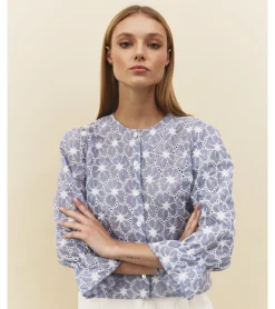 BLUSA PERFORADA BORDADO FLORES