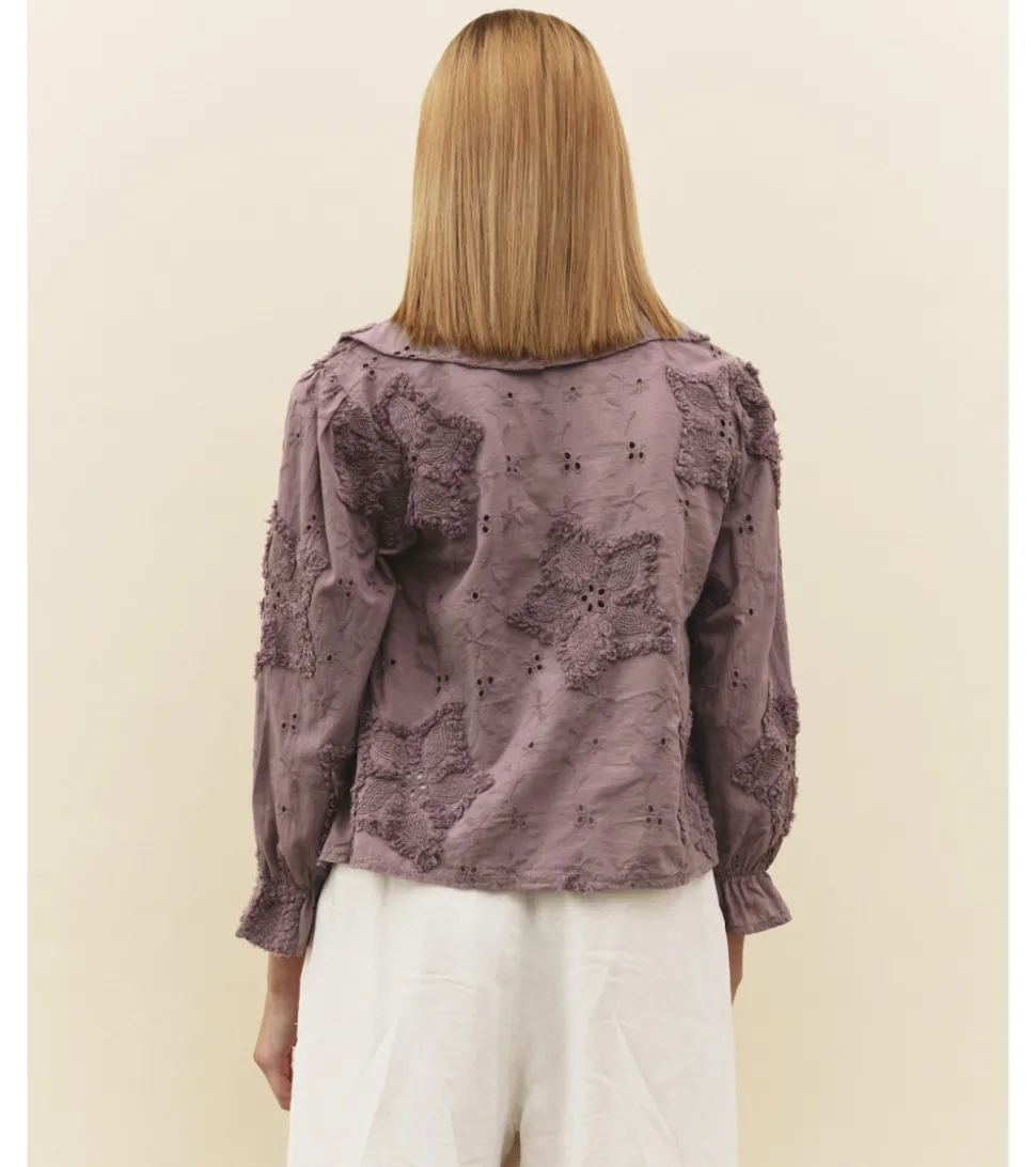 BLUSA PERFORADA FLORES HILO