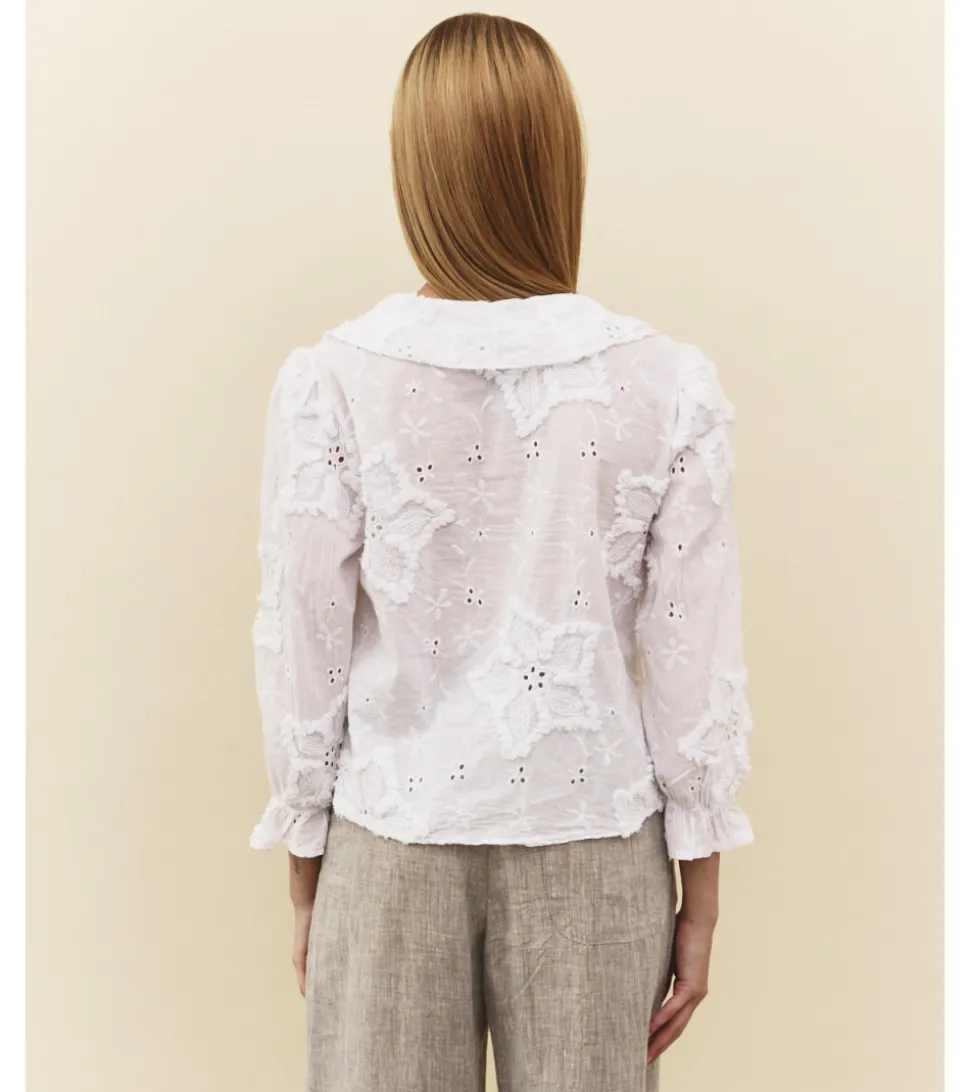 BLUSA PERFORADA FLORES HILO
