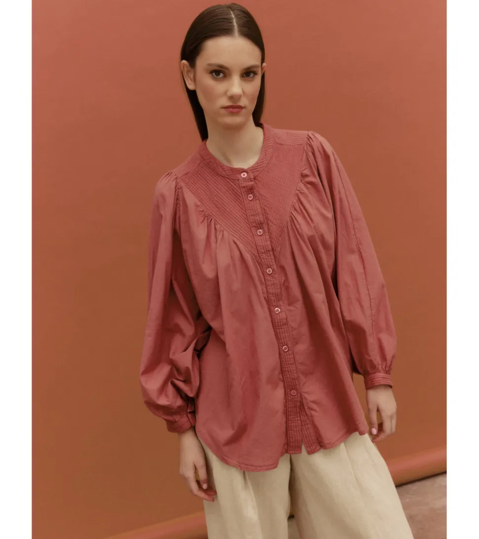 BLUSA PLIEGUES ALGODÓN