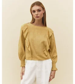 BLUSA VOLANTES HILO DORADO