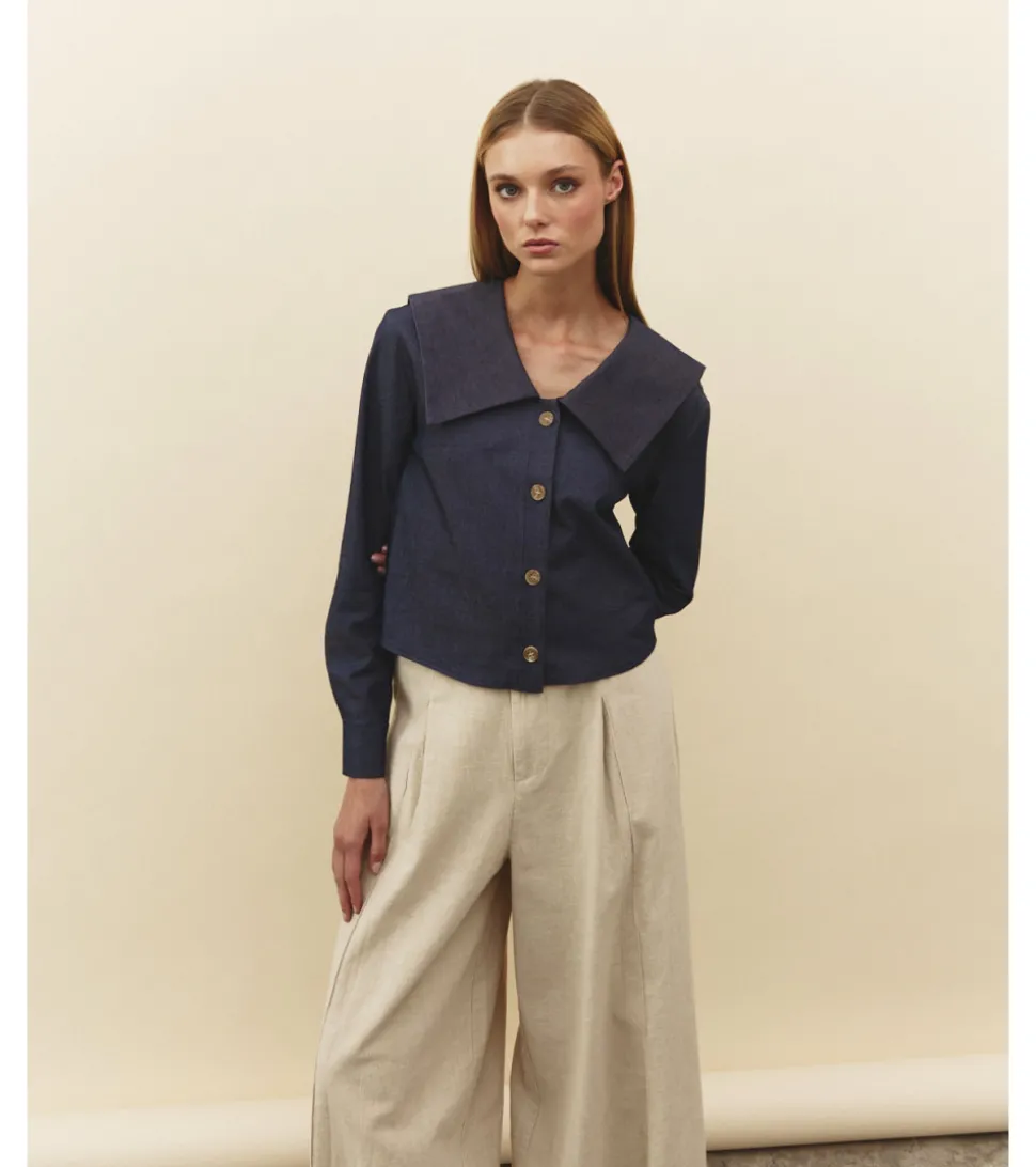CAMISA DENIM CUELLO PICOS