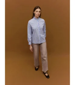 CAMISA RAYAS CUELLO VOLANTE