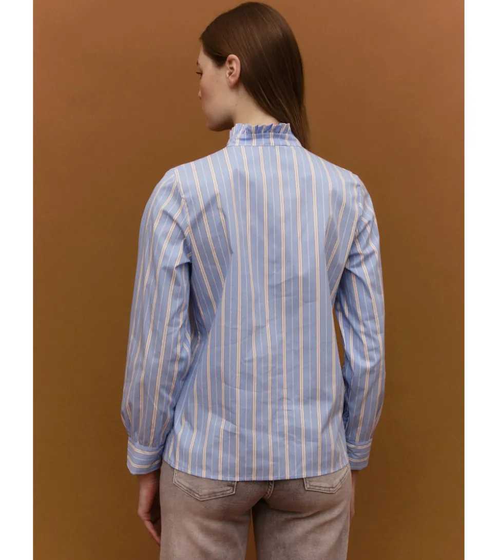 CAMISA RAYAS CUELLO VOLANTE