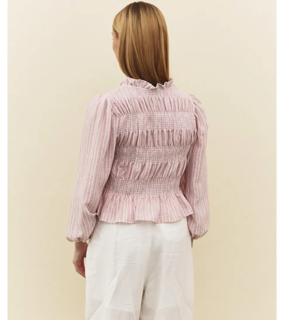CAMISA RAYAS FRUNCIDA