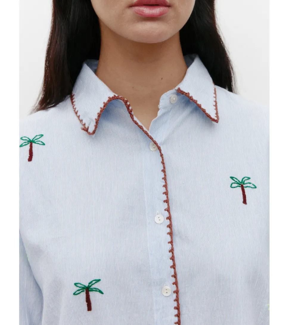 CAMISA RAYAS PALMERAS BORDADAS