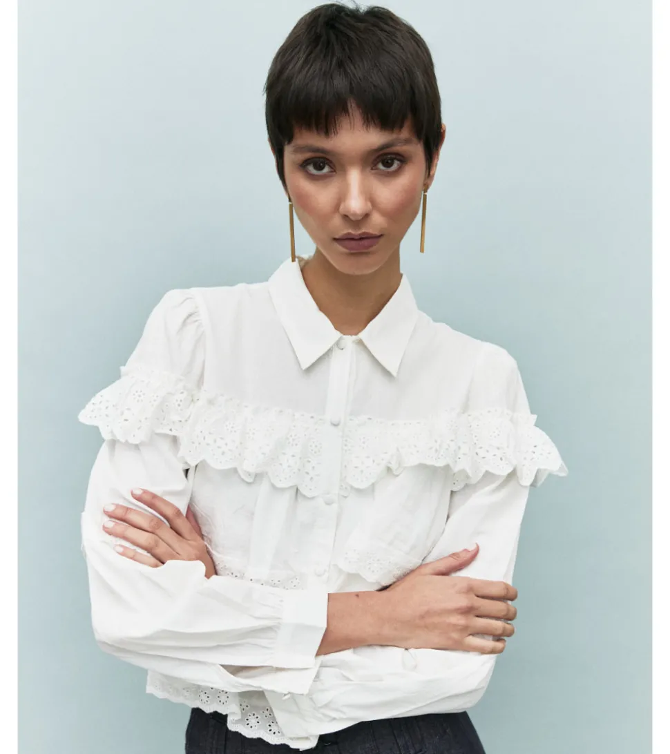 CAMISA VOLANTES BORDADOS