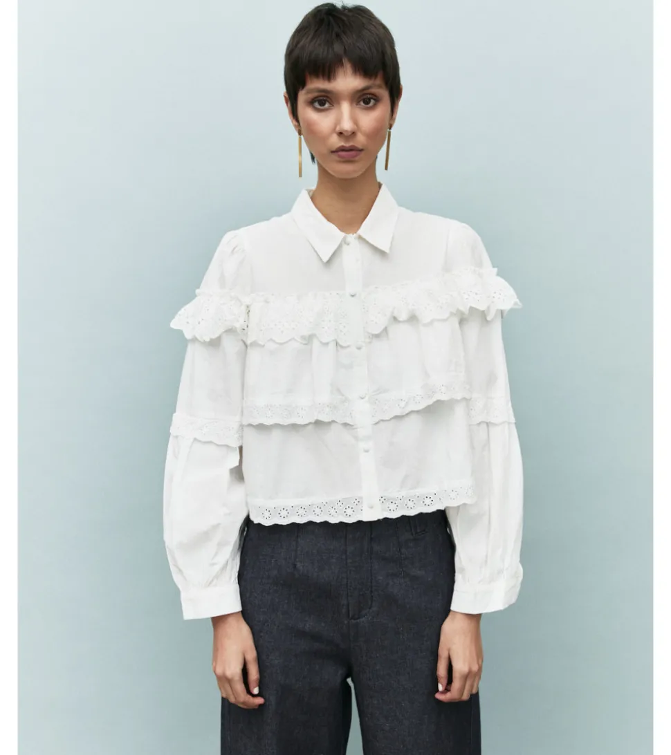 CAMISA VOLANTES BORDADOS