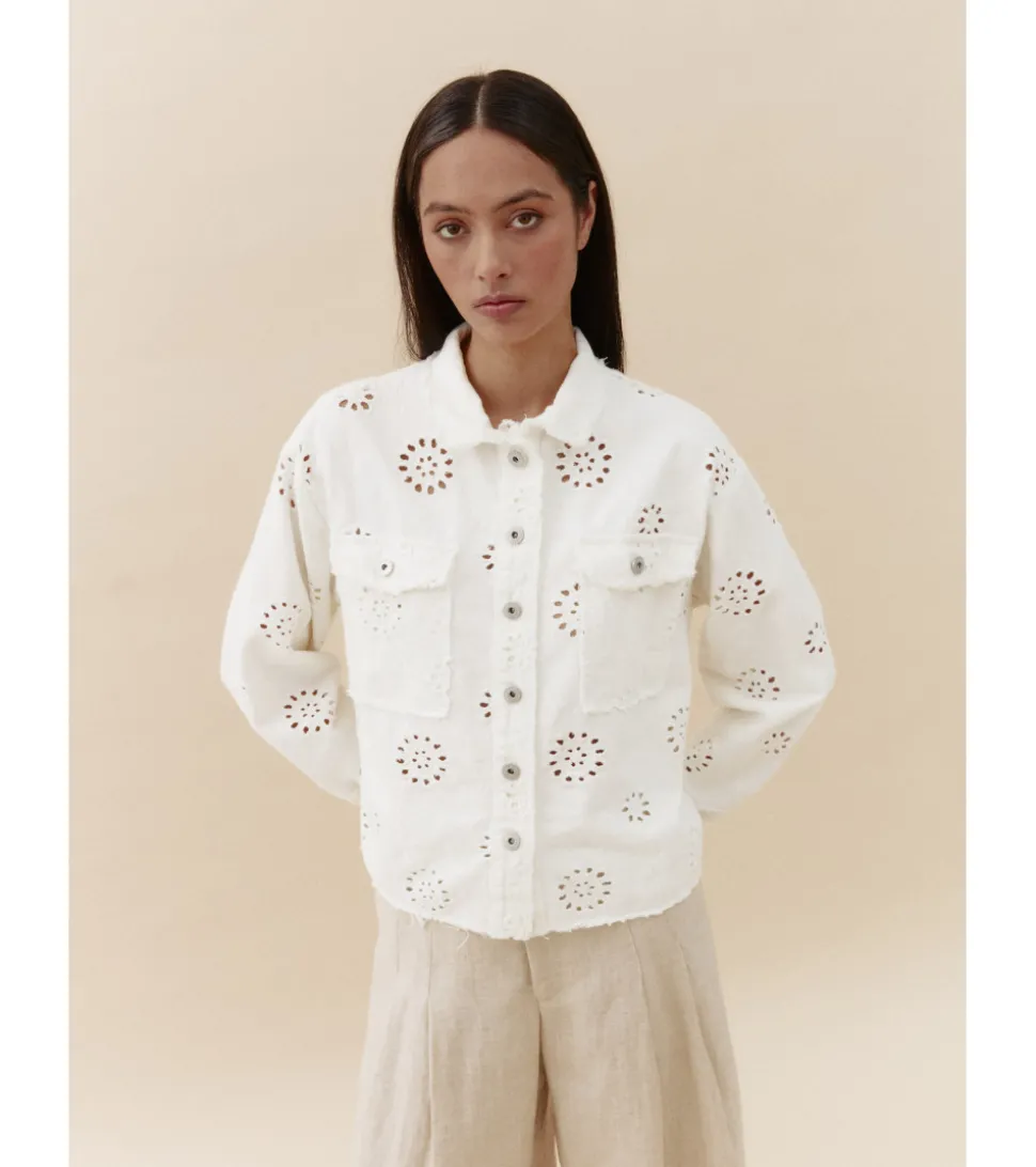 CHAQUETA DENIM FLORES