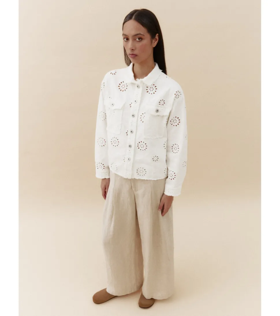 CHAQUETA DENIM FLORES