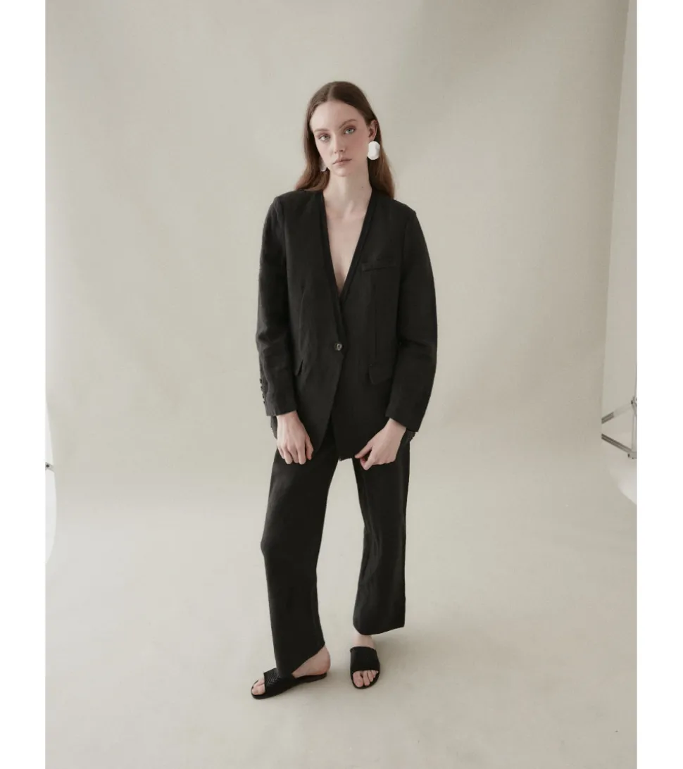 CHAQUETA LARGA LINO CONJUNTO