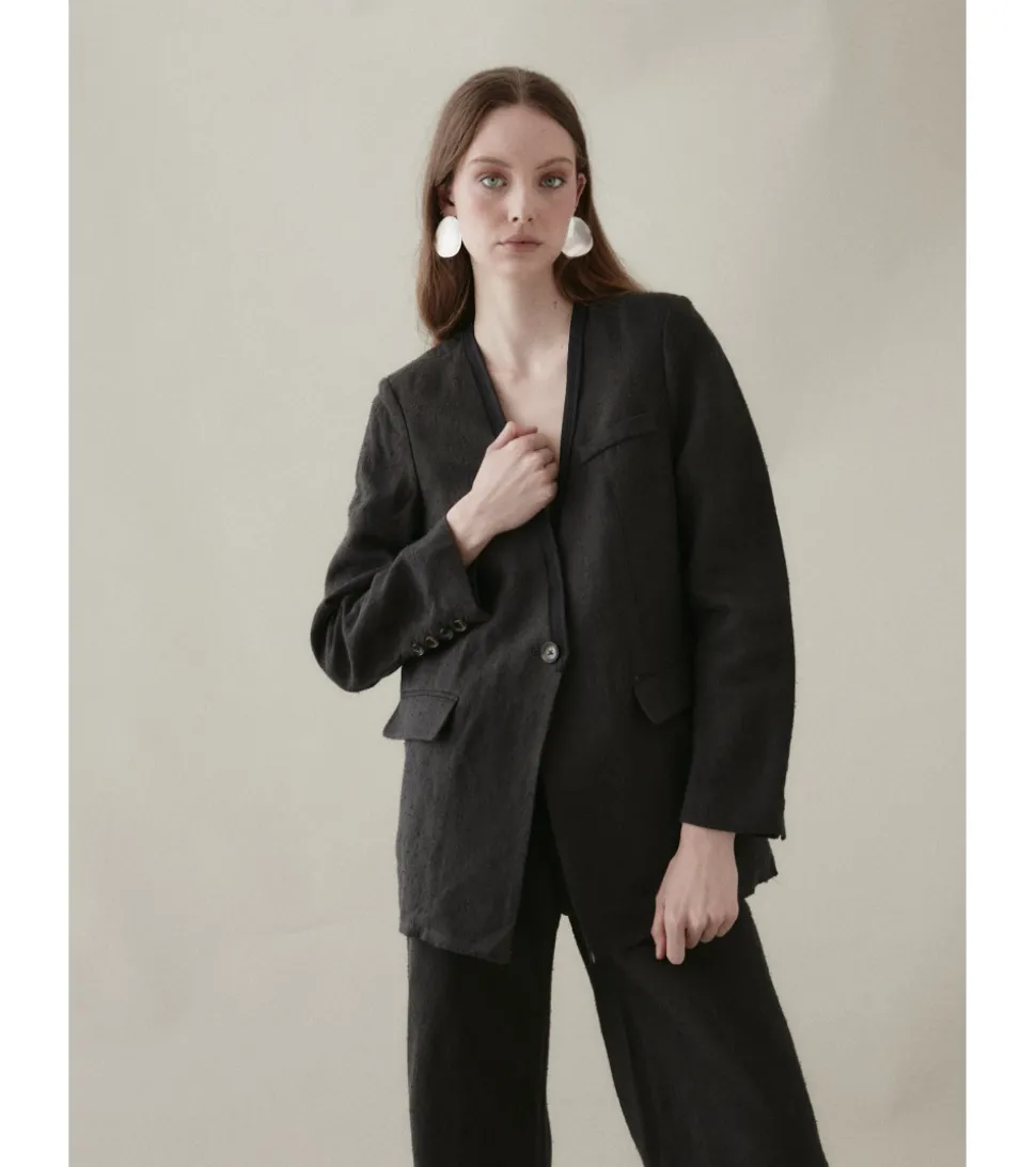 CHAQUETA LARGA LINO CONJUNTO