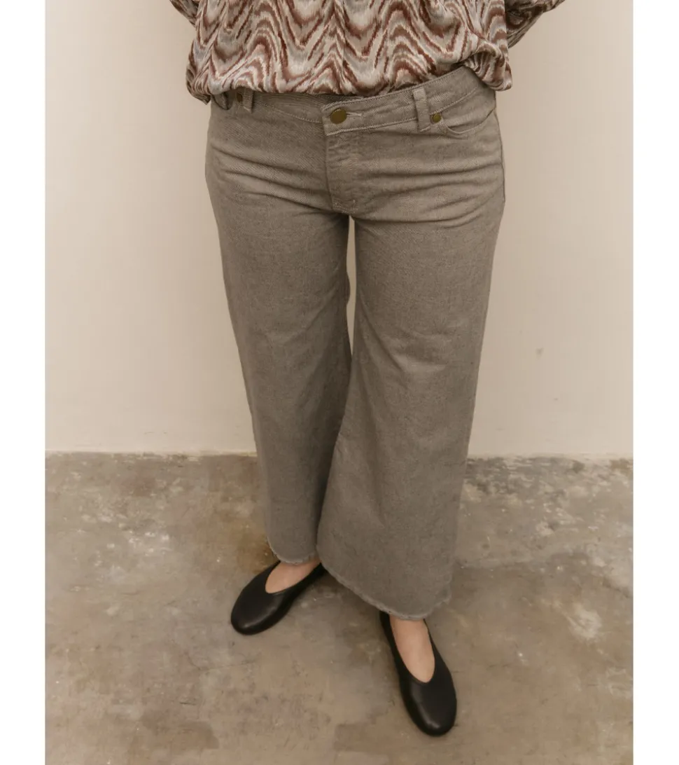 PANTALÓN JASPEADO PATA ANCHA