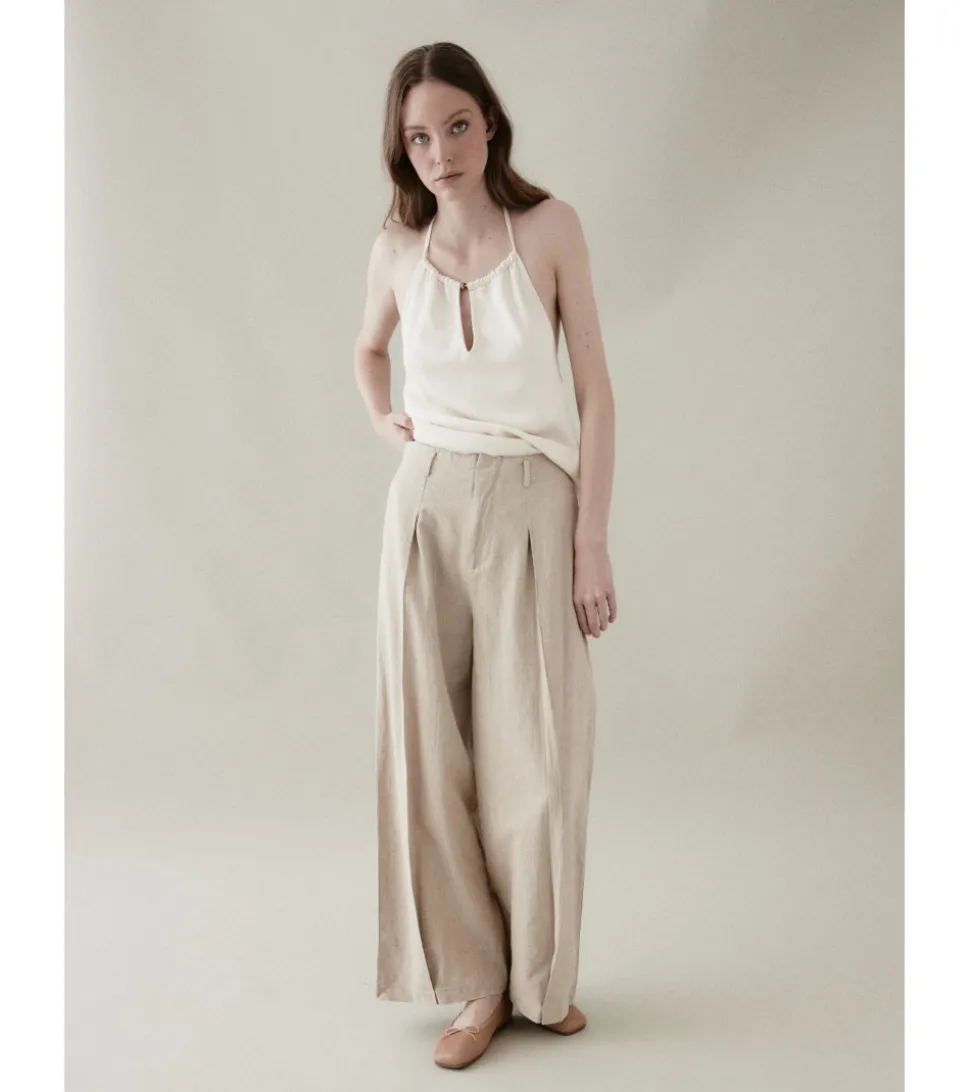 PANTALÓN PLIEGUES LINO-ALGODÓN