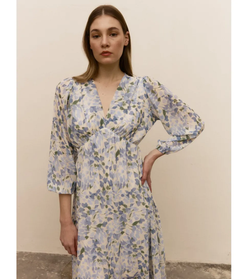 VESTIDO FLORES DRAPEADO